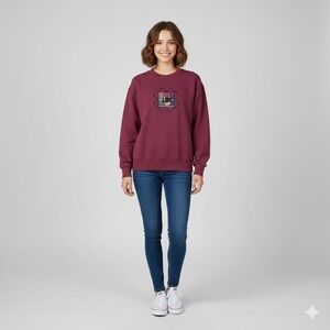 Jerzees Vintage Embroidered Basket Sweatshirt Womens Large Burgundy 90s Granny